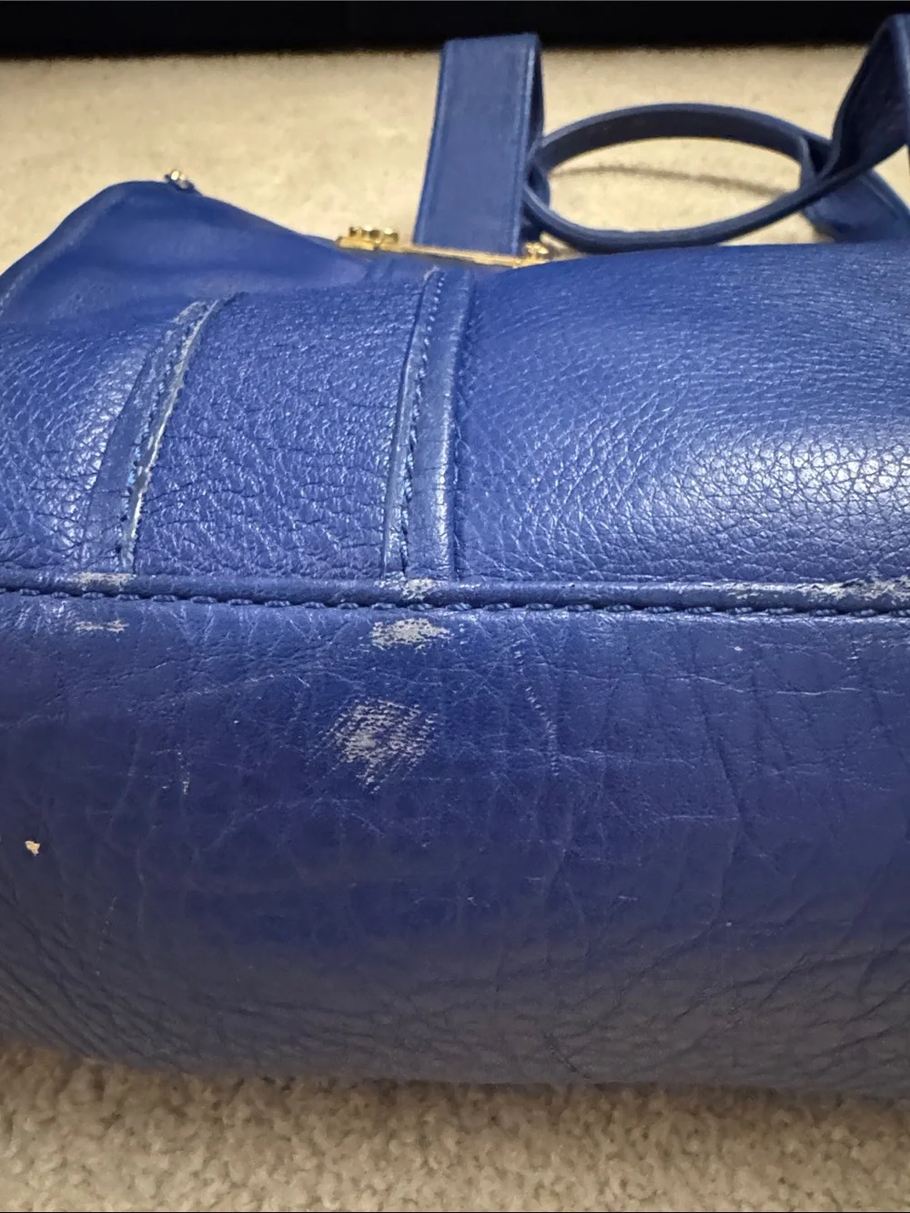 Tory Burch (2013) Royal Blue Leather Tote with Gold Hardware